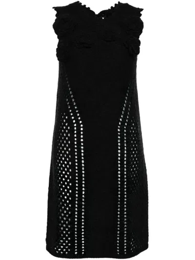 Onefifteen Floral-embellished Knitted Dress In Black