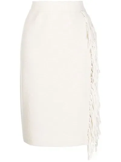 Onefifteen Fringe-detail Midi Dress In White