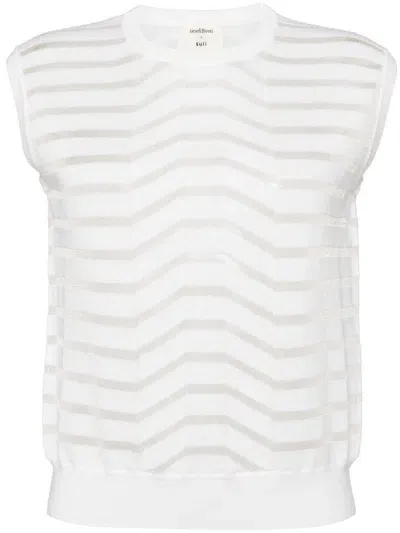 Onefifteen Striped Knitted Top In White