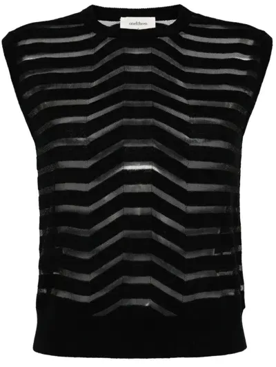 Onefifteen Striped Sleeveless Knitted Top In Black