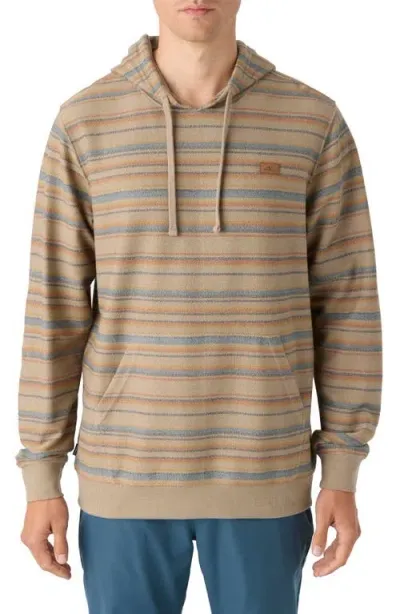 O'neill Bavaro Stripe Pullover Fleece Sweatshirt In Khaki