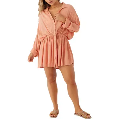 O'neill Cami Long Sleeve Cover-up Shirtdress In Canyon Sunset