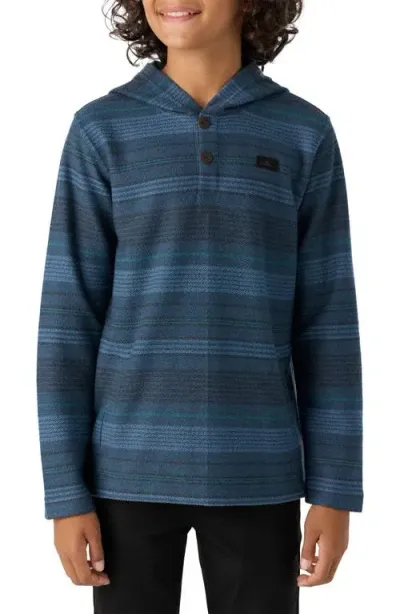 O'neill Kids' Bavaro Stripe Pullover Hoodie In Midnight Navy