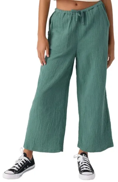 O'neill Kids' Brendita Wide Leg Cotton Pants In Silver Pine