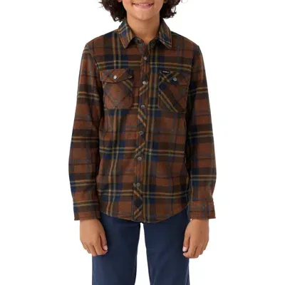 O'neill Kids' Glacier Plaid Superfleece Snap-up Shirt In Carafe