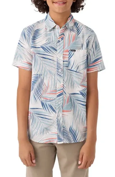 O'neill Kids' Oasis Short Sleeve Button-up Shirt In Natural