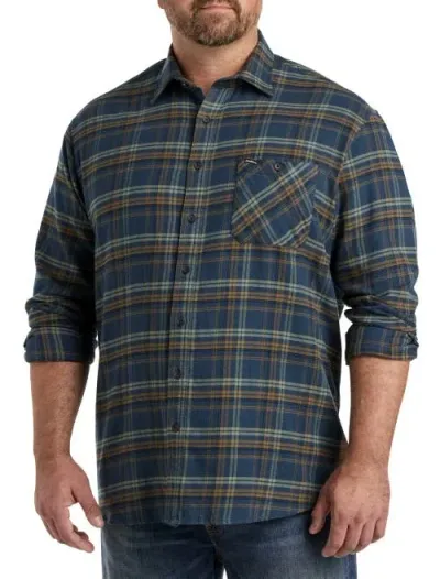 O'neill Redmond Plaid Stretch Flannel Sport Shirt In Midnight Navy