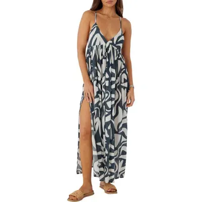 O'neill Juniors' Saltwater Essentials Printed Maxi Cover-up Dress In Slate