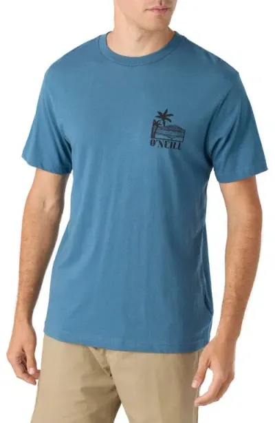 O'neill Sun Waves Cotton Graphic T-shirt In Real Teal