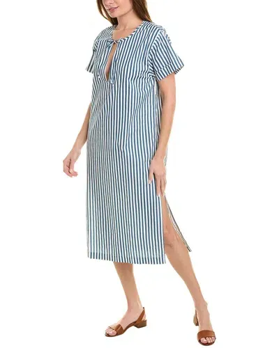 Onia Striped Cotton-poplin Midi Dress In Blue