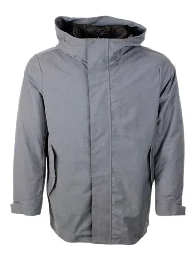 Onthebund Tech Fabric Coat In Grey