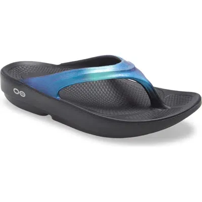 Oofos Oolala Luxe Sandal In Black/atlantis