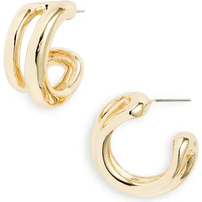 Open Edit Angled Double Hoop Earrings In Gold