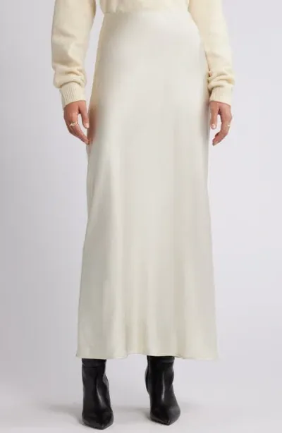 Open Edit Bias Cut Maxi Skirt In Ivory Dove