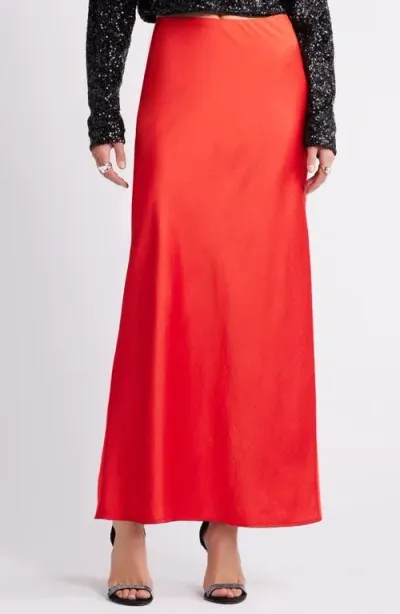 Open Edit Bias Cut Maxi Skirt In Red Scarlet