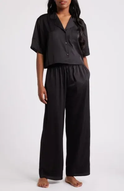 Open Edit Boxy Everyday Satin Pajamas In Black