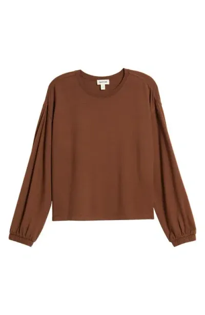 Open Edit Crewneck Lounge Top In Brown Soil