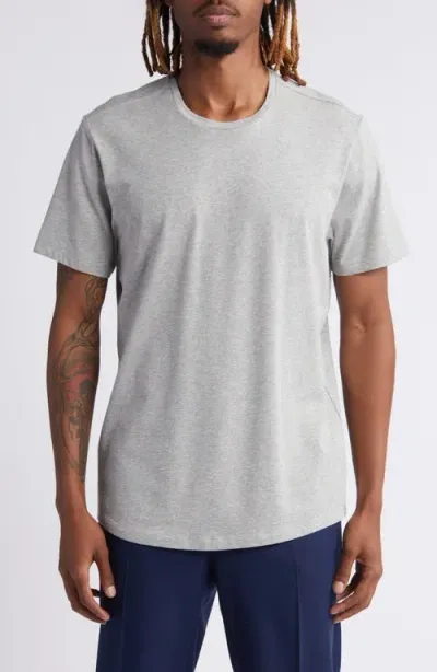 Open Edit Crewneck Stretch Cotton T-shirt In Grey Heather