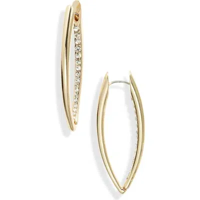 Open Edit Crystal Pointed Oval Hoop Earrings In Gold