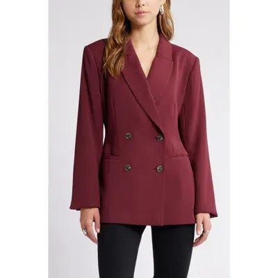 Open Edit Double Breasted Blazer In Burgundy Field