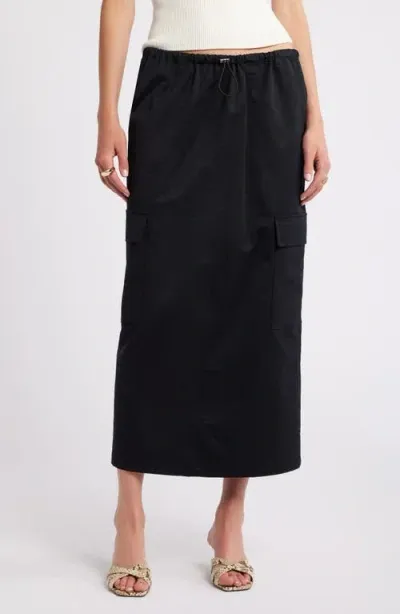 Open Edit Drawcord Maxi Utility Cargo Skirt In Black