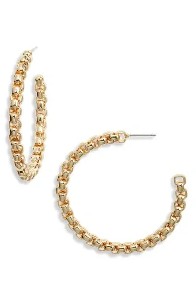 Open Edit Frozen Box Chain Hoop Earrings In Gold