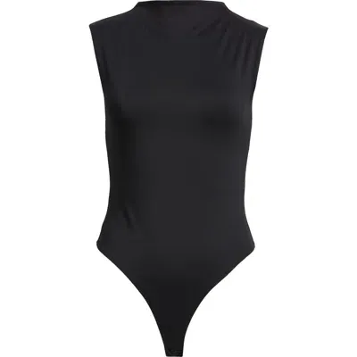 Open Edit Funnel Neck Double Layer Bodysuit In Black