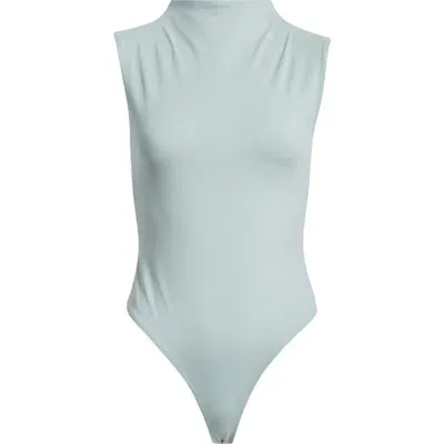 Open Edit Funnel Neck Double Layer Bodysuit In Teal Pond