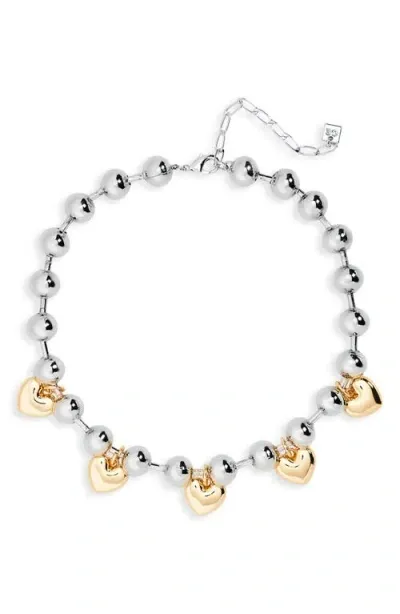 Open Edit Heart Orb Collar Necklace In Rhodium- Gold