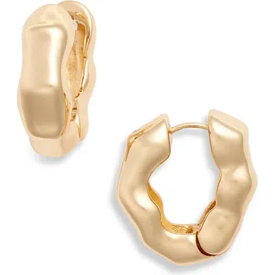 Open Edit Molten Huggie Hoop Earrings In Gold