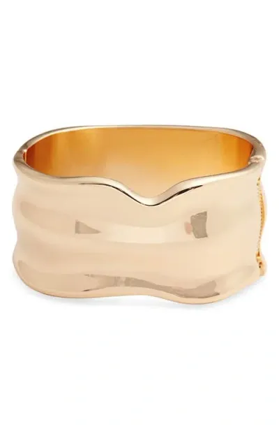 Open Edit Molten Wide Hinged Cuff Bracelet In Gold