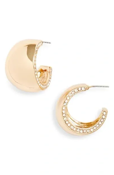 Open Edit Pavé Wide Hoop Earrings In Clear- Gold