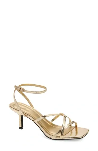 Open Edit Remington Ankle Strap Sandal In Gold Metallic