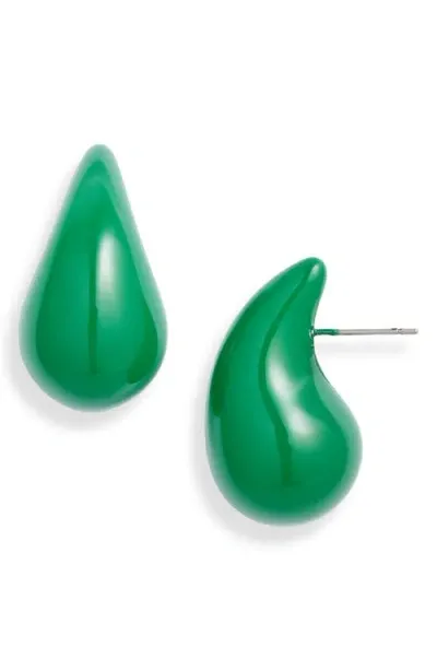 Open Edit Resin Teardrop Stud Earrings In Green