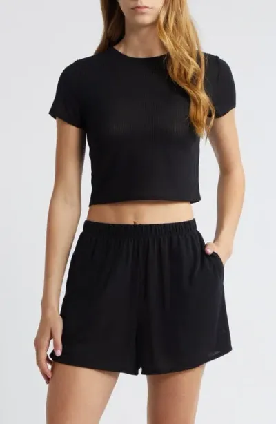 Open Edit Rib Baby T-shirt In Black