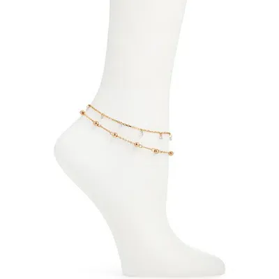 Open Edit Set Of 2 Anklets In Clear- Gold