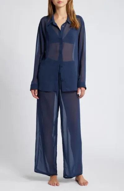 Open Edit Sheer Pajamas In Navy Iris