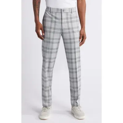 Open Edit Slim Fit Plaid Chinos In Grey-green Turin Plaid