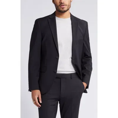 Open Edit Solid Extra Trim Wool Blend Sport Coat In Black