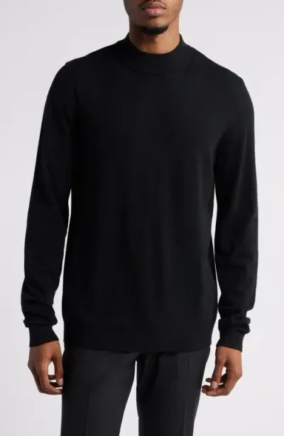 Open Edit Solid Mock Neck Sweater In Black