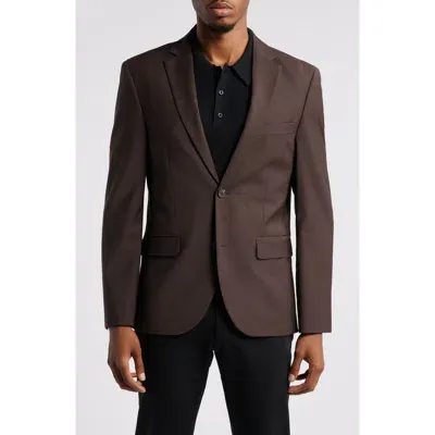 Open Edit Solid Slim Fit Wool Blend Sport Coat In Brown Bean