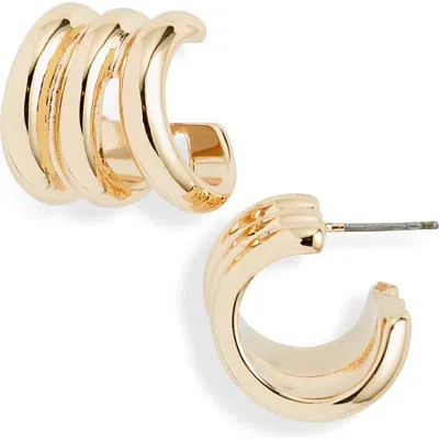 Open Edit Triple Hoop Earrings In Gold