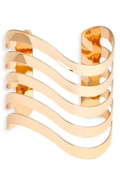 Open Edit Wavy Layered Cuff Bracelet In Gold