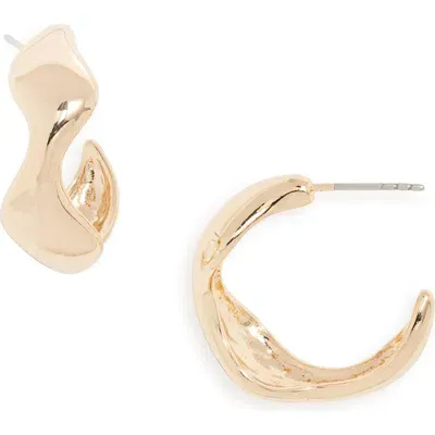 Open Edit Wavy Molten Hoop Earrings In Gold