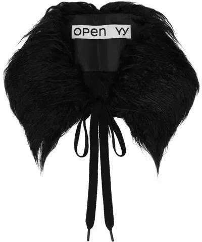 Open Yy Black Faux Fur Collar Scarf