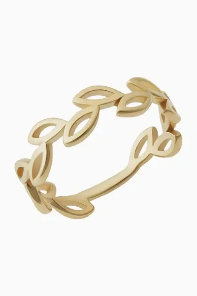 Oradina Women's 14k Yellow Gold Leaf Your Mark Ring