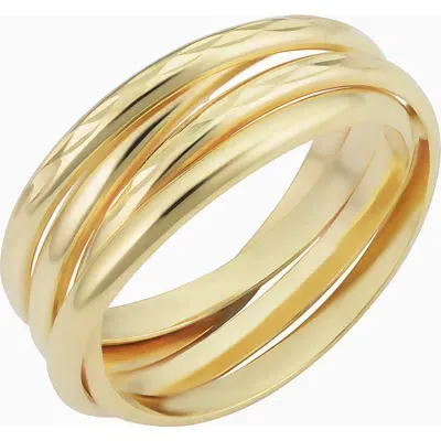 Oradina 14k Yellow Solid Gold Echelon Ring In Yellow Gold