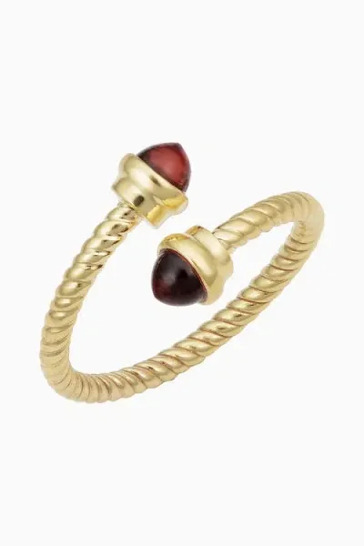 Oradina Women's 14k Yellow Solid Gold Garnet Finger Candy Ring In Yellow Gold