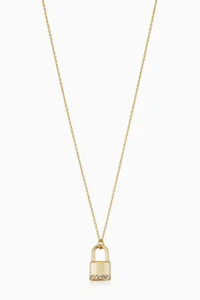 Oradina 14k Yellow Gold Lexington Lock Pendant Necklace