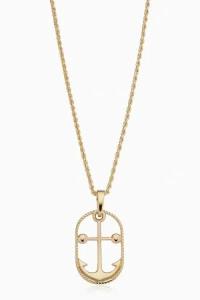 Oradina 14k Yellow Gold My Anchor Pendant Necklace